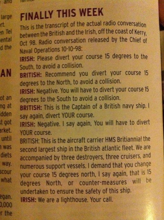 Irish unit n Path  of British Fleet