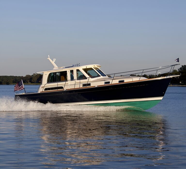 Cruising yacht underway on the water